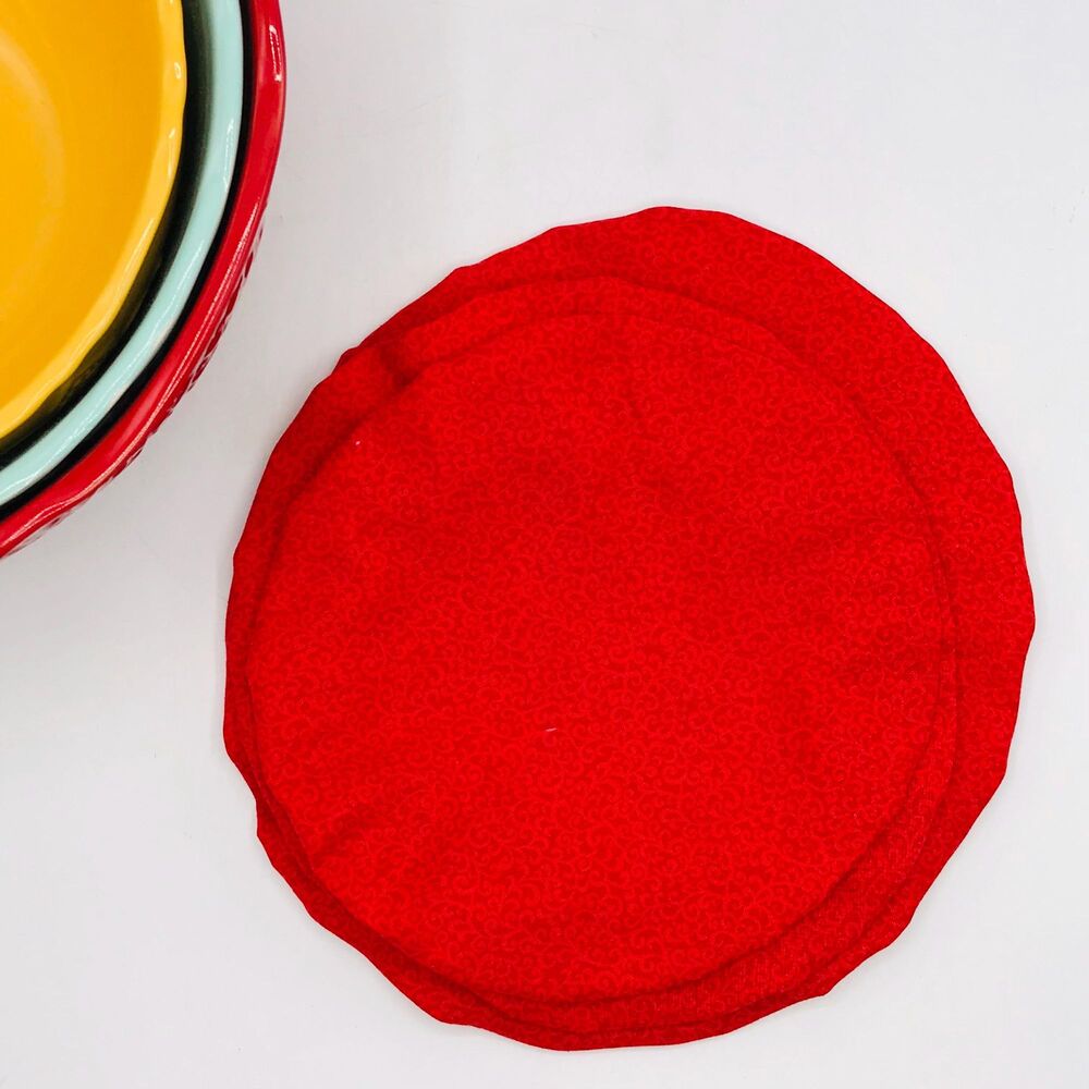Cotton Bowl Cover For Sourdough, 3 Size Set, Reusable, Washable Neutral Red